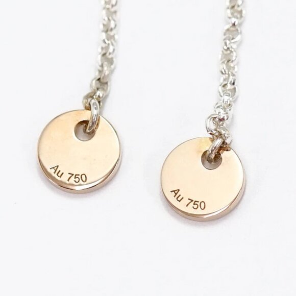 HERMES Ex-Libris Round Drop Stud Earrings Silver 925 & 18k Rose Gold Auth w/Box - Picture 8 of 11